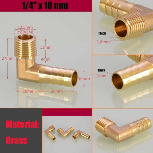 Raccordo a gomito maschio 90° ottone BSP -Connettore tubo da 1/8" a 3/4" per carburante/aria/acqua - Foto 10 di 28
