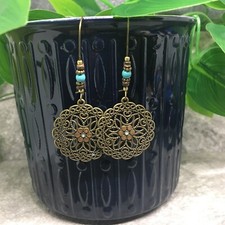 2.5 Bronze-tone Earring Set Bohemian Retro Drop Dangle Hook New Free Ship 7104