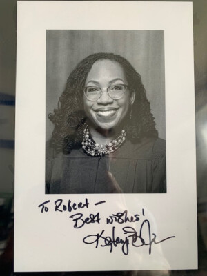 KETANJI BROWN JACKSON HAND SIGNED 6x9 PHOTO TO ROBERT PSA SLABBED