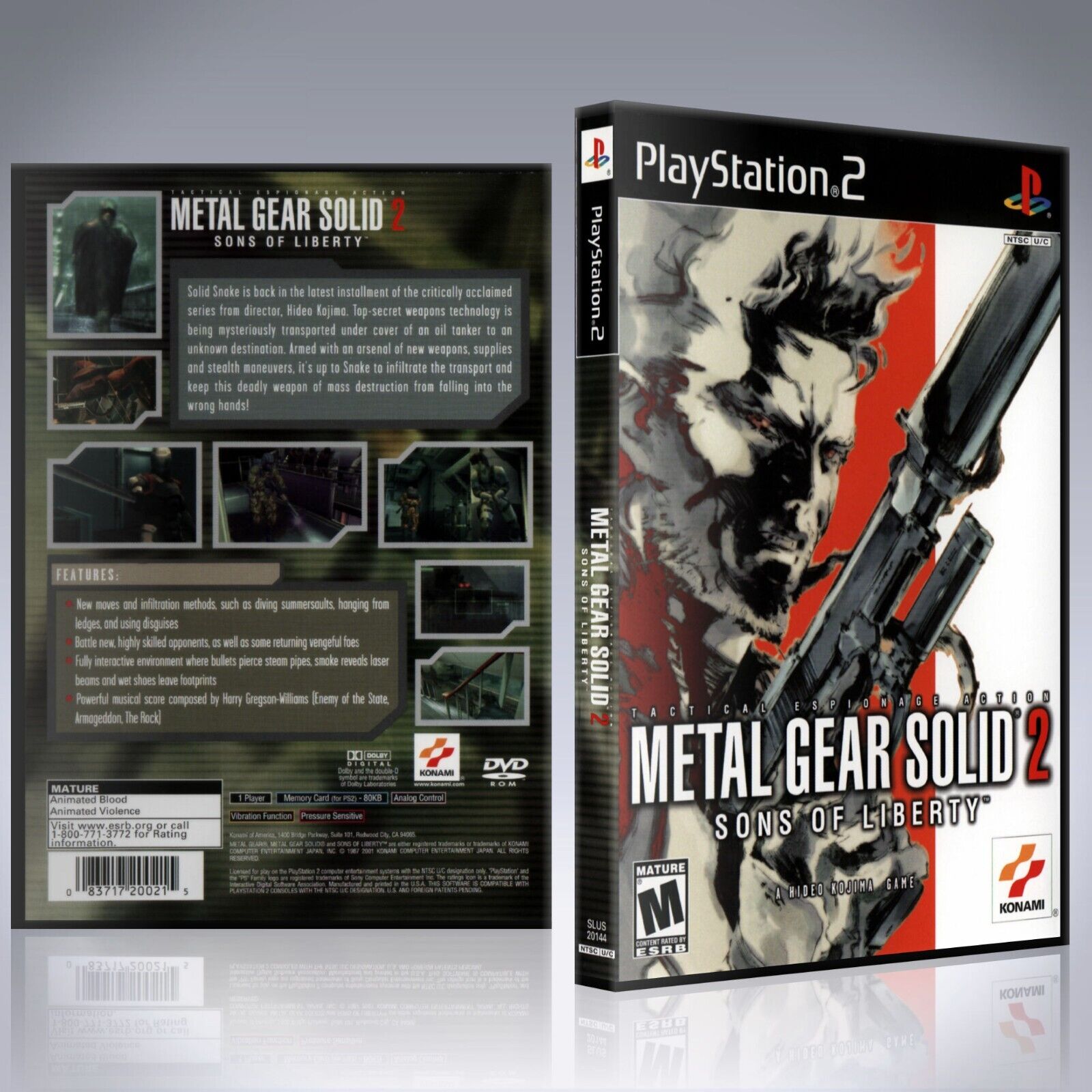 Metal Gear Solid 2 Cover Box Artwork the PS2 Classic Game Box 