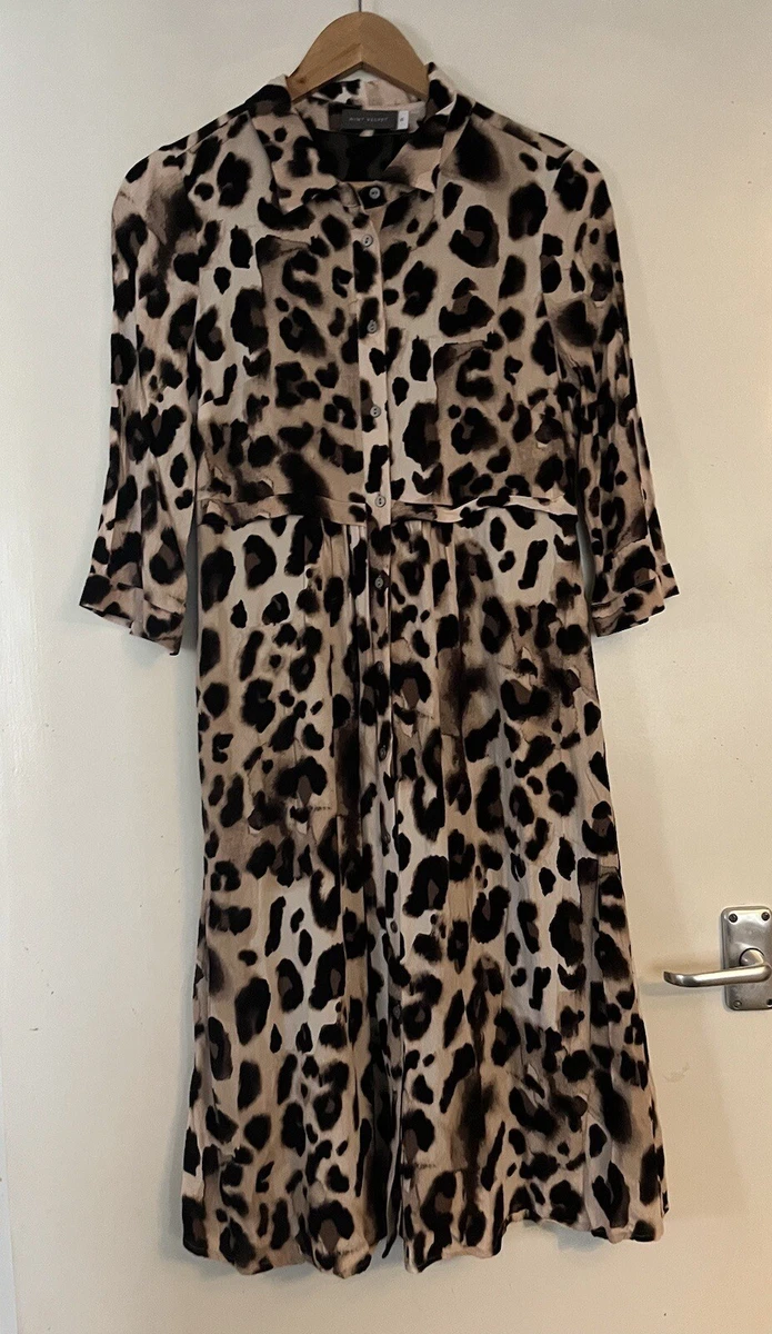 Leopard print button front cheap dress