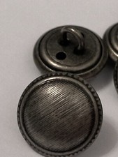 Real Metal Pewter Tone Shank Buttons 6pcs 15mm (24L)
