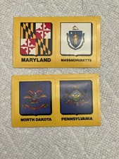 Post Cereal Premiums State Flag Stickers Gag Inc. Kelloggs ND PA MA MD