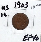 1903 United States One Cent Coin- Extra Fine