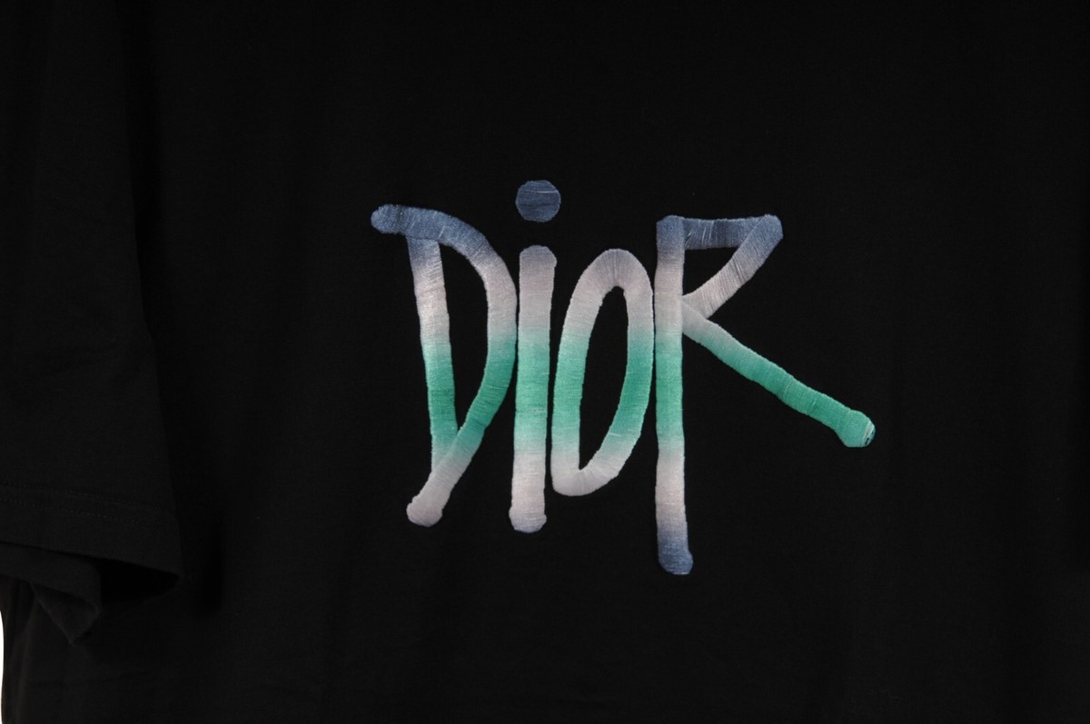 Dior Men SHAWN STUSSY Gradient Logo T Shirt Size Large Black Dior Men SHAWN STUSSY Gradient Logo T Shirt Size Large Black