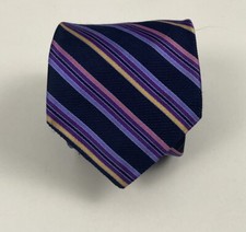 Paul Stuart Men's Silk Neck Tie Multicolor Repp Striped 61L 3.25W Made in USA
