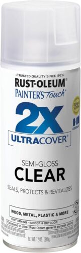 Rust-Oleum Painter's Touch 2X Ultra Cover Spray Paint, Semi-Gloss Clear 12oz