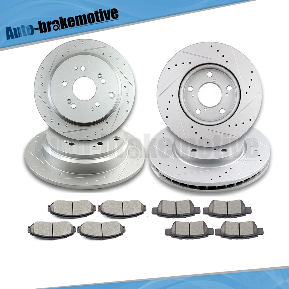 FRONT & REAR DISC BRAKE ROTORS & CERAMIC PADS KIT FOR 2005-2010 HONDA ODYSSEY V6 Foto 3 de 4