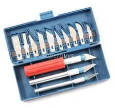 16pcs Assorted Hobby Craft Knife Scalpel Blade & Handle Etching Scribe Set Tool