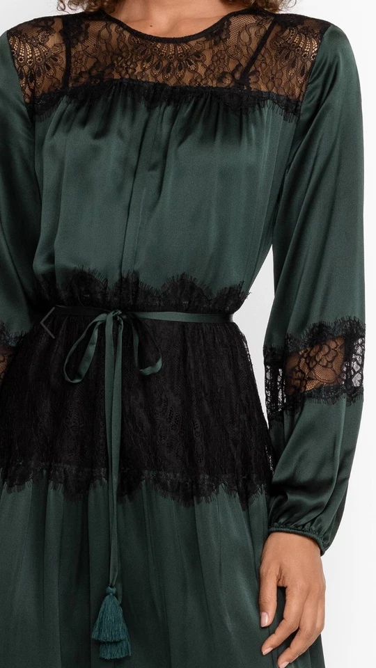 Maxi Vestido Johnny Was $645 Seda Medianoche en Verde Esmeralda, Talla XS Foto 2 de 4