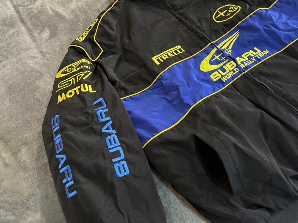 Unisex Adult Subaru Jacket Black Ebroidered Cotton Padded F 1 Racing Jacket - Image 4 of 4