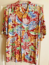 Vintage Campia Moda Men's Beautiful Red Multi Color SS HAWAIIAN Shirt SZ MEDIUM
