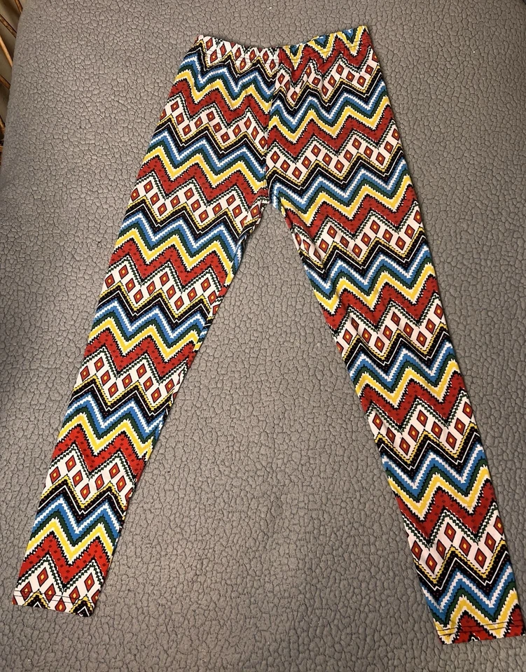 Win Win Super Soft Leggings Womens Size S-L Multicolored Red Blue And Yellow  - Image 2 of 4