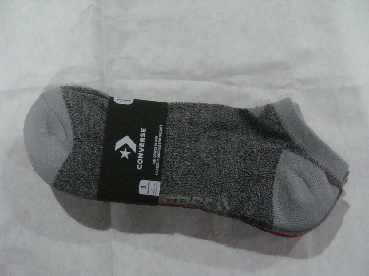 MENS CONVERSE 3PACK HALF CUSHION NO SHOW SOCKS SIZE 6 12