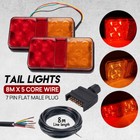 <!--F#f_0-->LED Trailer Tail Light Kit Pair Plug 8m 5 Core Wire Caravan Ute 7 Pin Flat Set<!--F/-->
