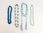 Vintage LOT of 4 MCM Costume Jewelry BLUE Beaded NECKLACES Faux Pearl Rhinestone