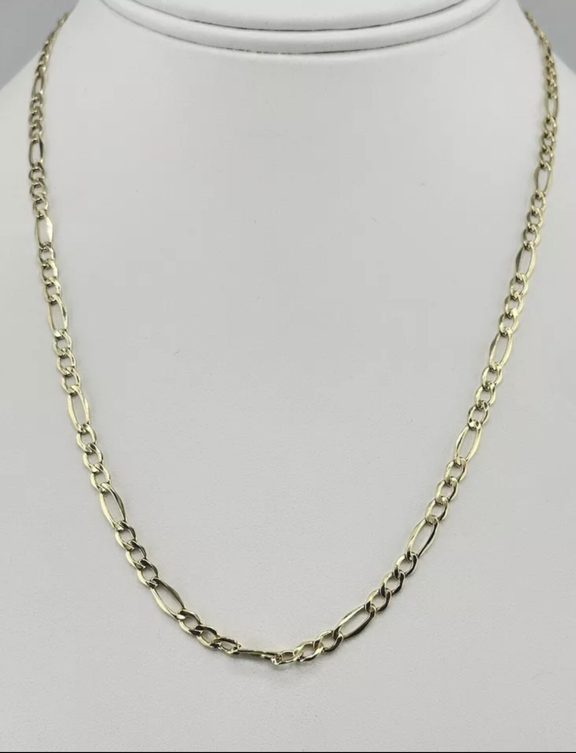 10KT Yellow Gold 4mm Figaro Link Chain Necklace 18 Inches Genuine Jewelry