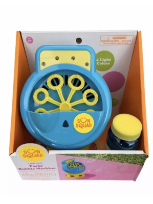 PARTY BUBBLE MACHINE WITH 4 LIGHT COLORS- SUN SQUAD New | eBay