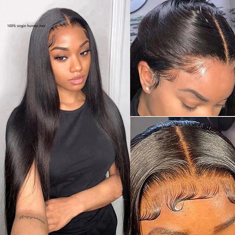 Brazilian 100% Human Hair Natural Color HD 4*4 Lace Closure Wig