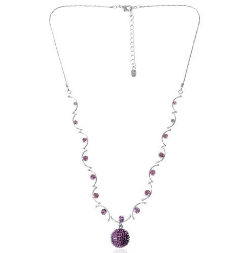 BNWT Neoglory Swarovski Elements purple Crystal Disco Ball pendant necklace - Picture 1 of 11