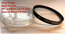   58mm / Multi Coated Optical Glass Filter UV- 1  58    0.75 3/4 