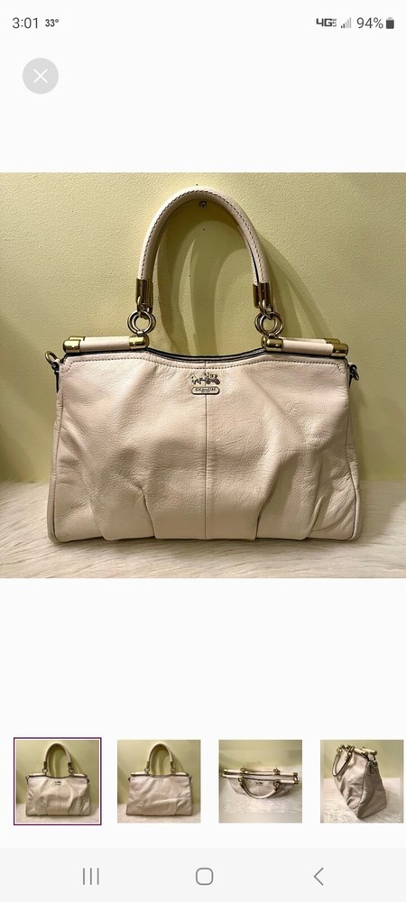 Coach Madison Carrie Satchel Purse  Winter White