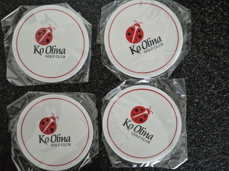 Four (4) Ko Olina Ladybug Coasters Non-Slip Silicone Red White Black Catch Bug 