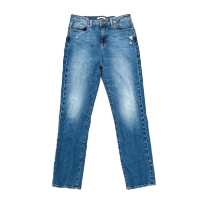 Fidelity Denim Twiggy Ultra High Tapered Cropped Jeans Beckham 31 USA Firebird