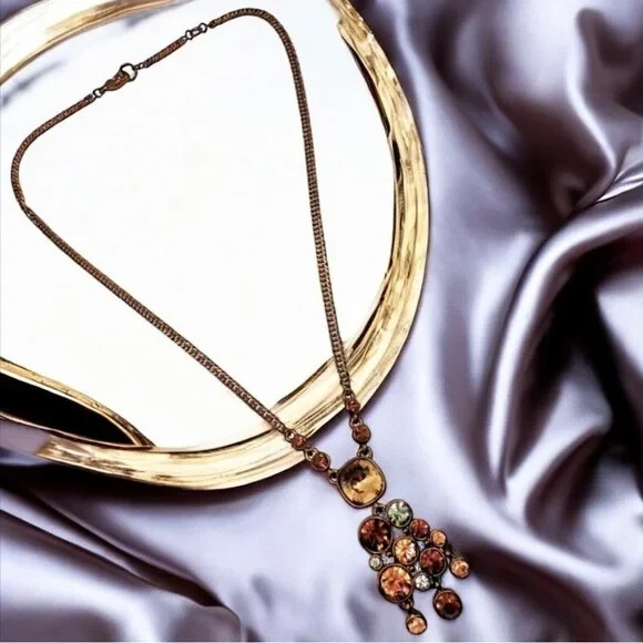 Givenchy Bronze Crystal Pendant Necklace. Retail $78 thumbnail 4