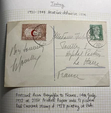 1932 Beyoglu Turkey RPPC Postcard Cover To Le Haye France River View