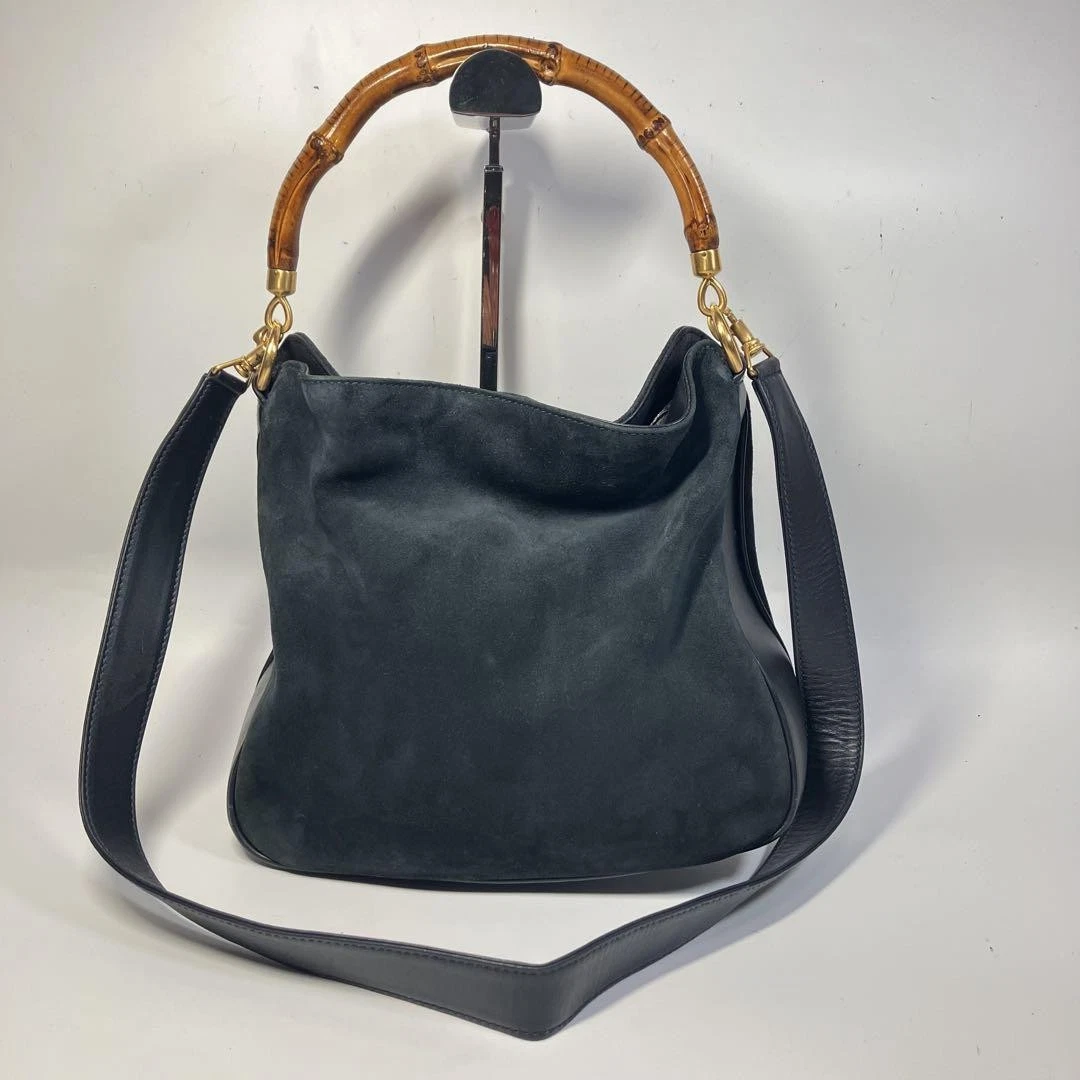 Sac à main Gucci Bun Boot Bag daim bleu marine petit m2_0424
