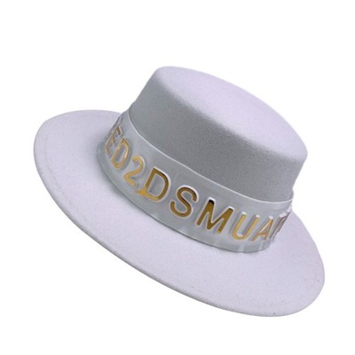 All-match Alphabet Retro Jazz Hat Wide Brim Top Hat Cowboy Hat for New Year