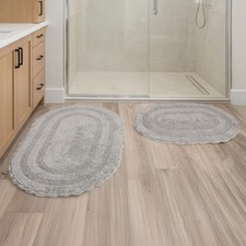 Lavish Home Reversible Bathroom Rug Set, 2-Pieces, 32  x20" and 24  x17  