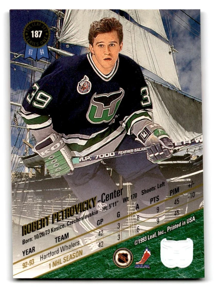 1993-94 Leaf #187 Robert Petrovicky - Image 2 of 2