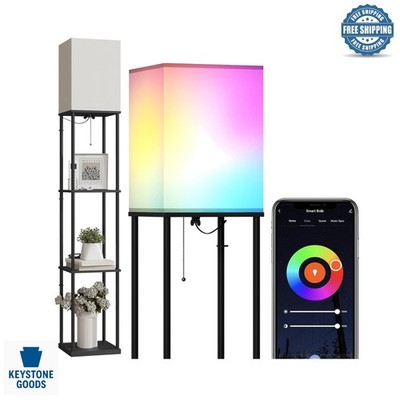 Smart RGB Dimmable Floor Lamp with Shelves & App Control
