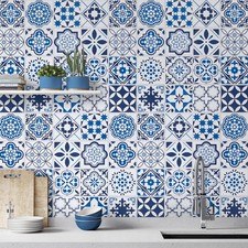 Timeet Blue Wallpaper Glossy Surface Thicken Waterproof 17.7" x 78.7",