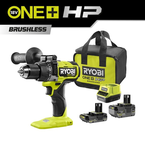 Ryobi 18V One+ Hp Akku-Schlagbohrschrauber Inkl. 1X2Ah 1X4Ah Akku Und LadegeräT-image