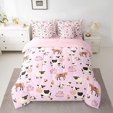 Full Size Farm Animal Comforter Set with Sheets Boys Girls Cartoon Animals 7 ...