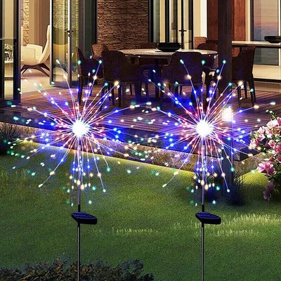 8X LED Solar Firework Light Outdoor Fairy Light Garden Stake Lights Light Decor