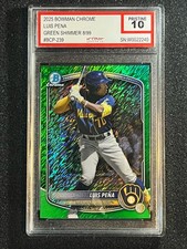 Luis Pena - 2025 Bowman Chrome Green Shimmer # 8/99 Up and Coming - Brewers