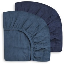 2-Pack Muslin Crib Sheets for Boys  Girls, Ultra Soft Breathable 40S Long-St...