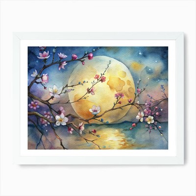 A Scenic Composition Of Blooming Br Framed Wall Art Poster Canvas Print Picture