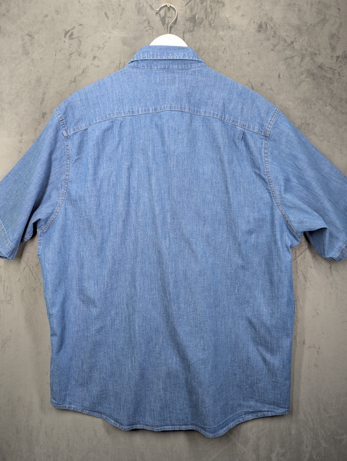 Wrangler Denim Shirt Men's Size XL Relaxed Fit Short Sleeve Cotton Stretch Blue image 5