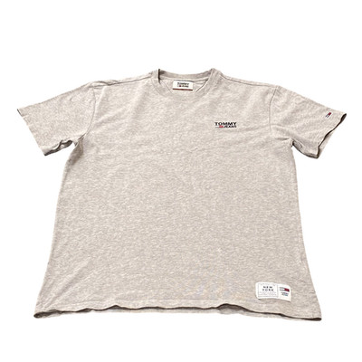 Tommy Jeans T-Shirt Herren Small Grau Meliert Logo Kurzarm Rundhals Freizeit