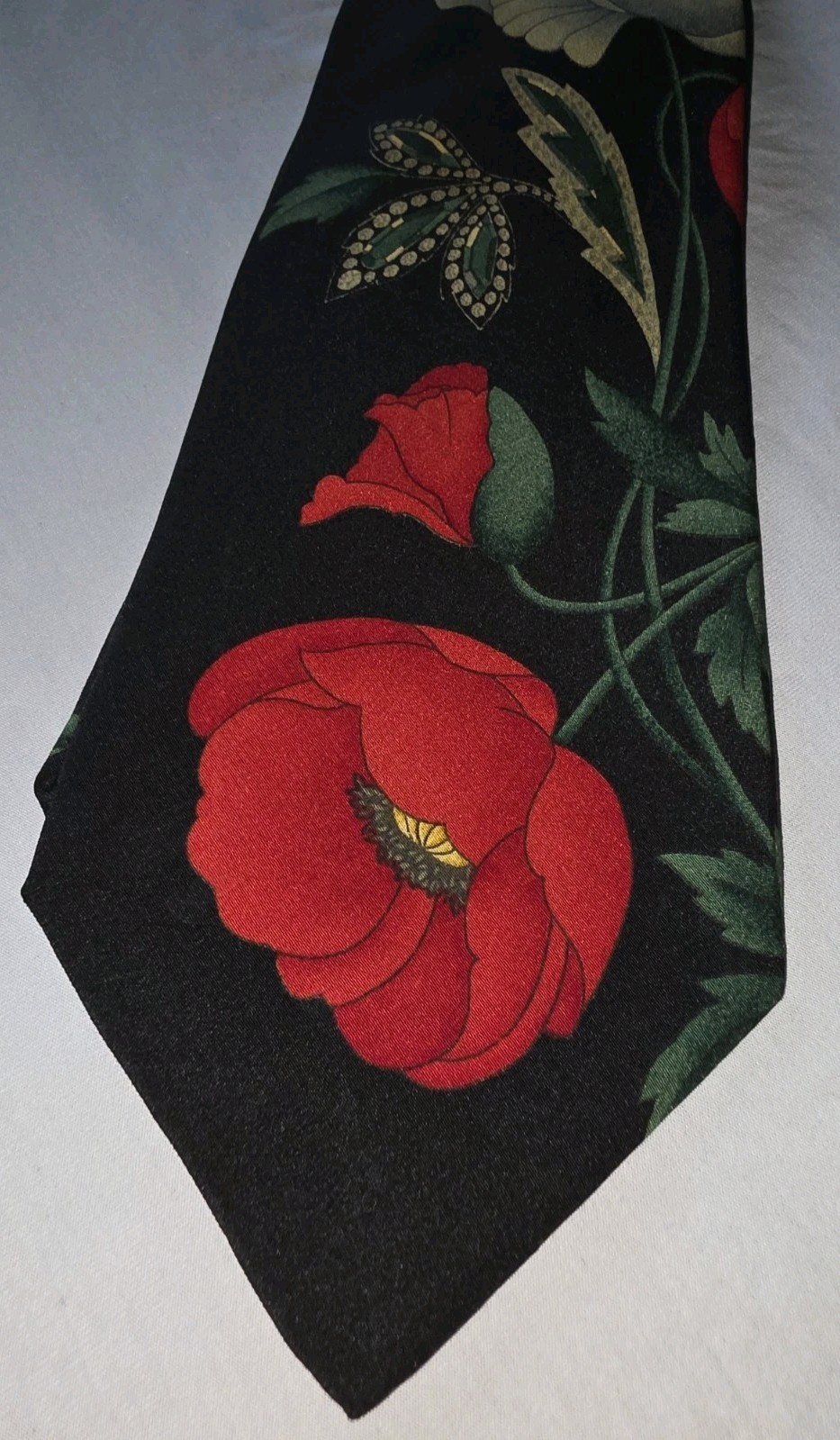 LEONARD Paris Dress Tie Men's 100% Silk Black Multicolor Designs