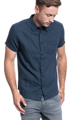 Wrangler 1 Pocket Hemd Herren Medium Regular Fit Kurzarm Knopfleiste Navy Blau