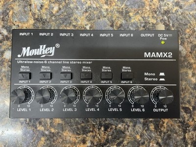 Moukey MAMX2 6-Channel Audio Mixer Line Mixer 4-Stereo Ultra Low-Noise (100557)