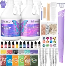 1 Gallon Epoxy Resin Kit Crystal Clear, Hard 2 Part Epoxy and Hardener