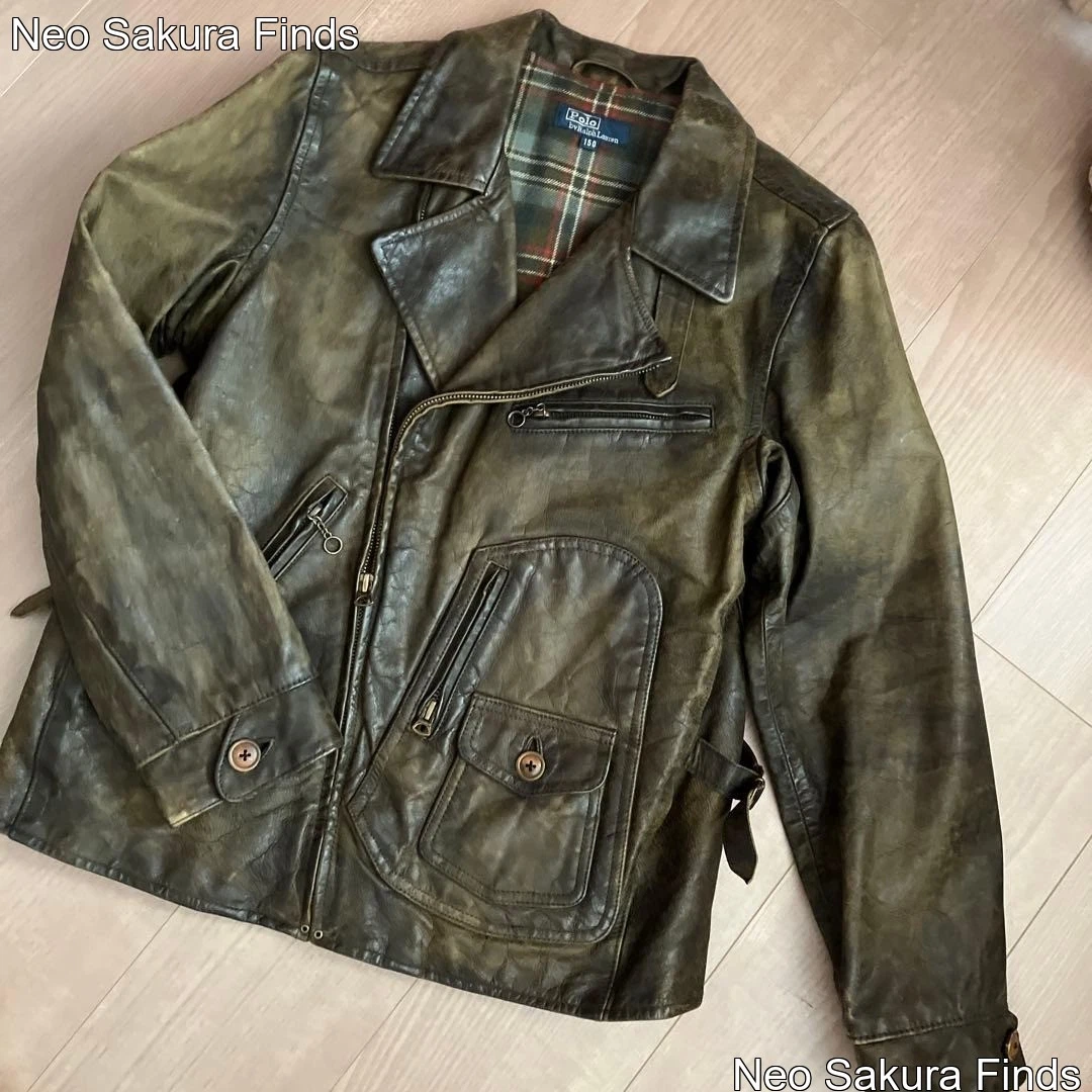 Lauren Ralph Lauren Leather Outer Shell Green Coats, Jackets