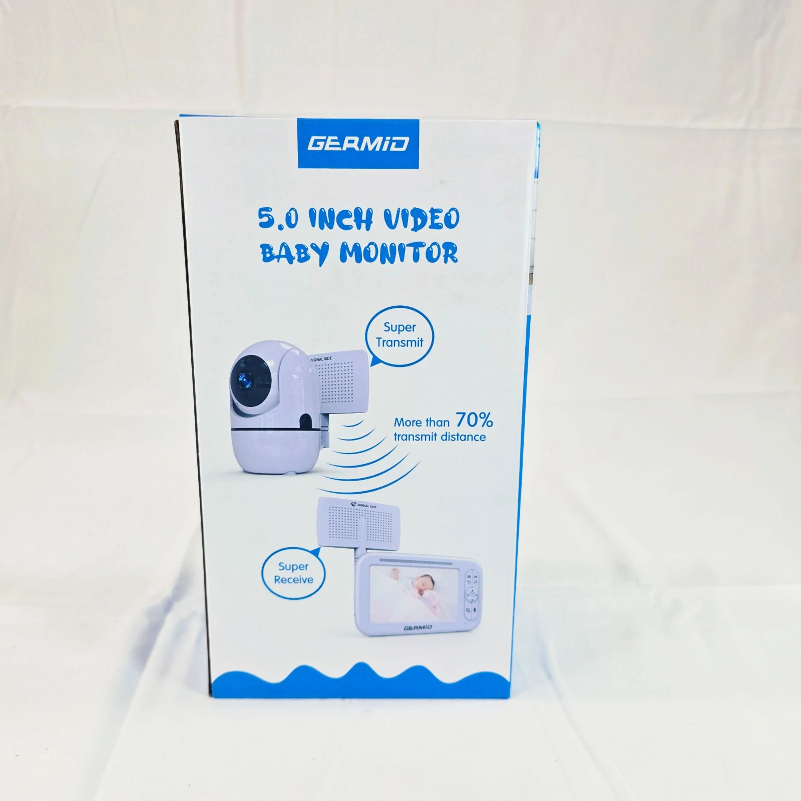 GERMID 5" Video Baby Monitor LCD 6000mAh 2-Way Audio Night Vision Temp Alert